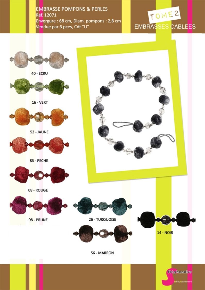 12071 Beads & Pompons Strand Tieback