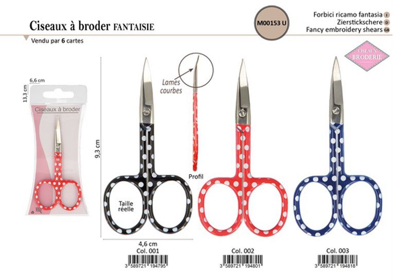 M00153 Polka Dot Scissors, Curved Blades