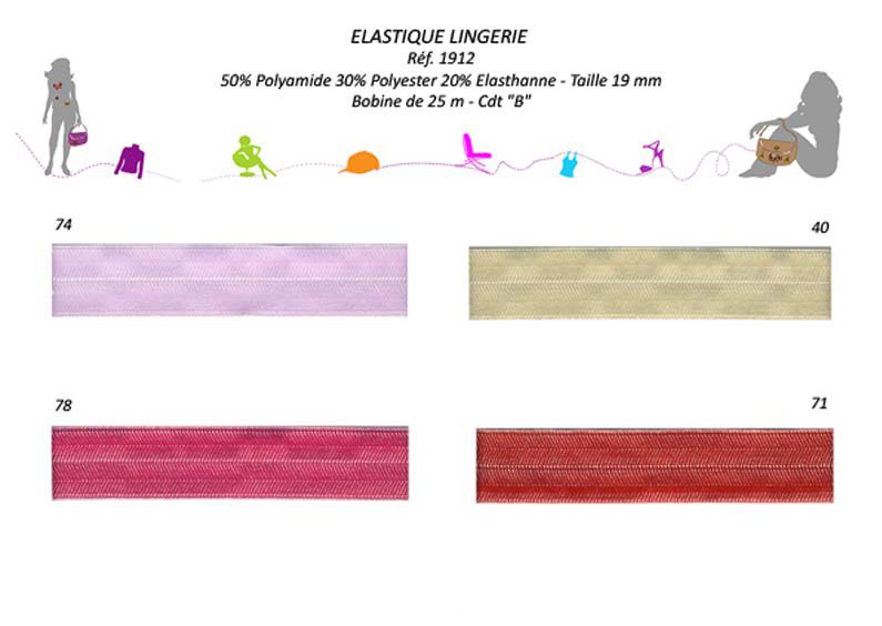 01912 Elastic Lingerie Foldover, 19mm