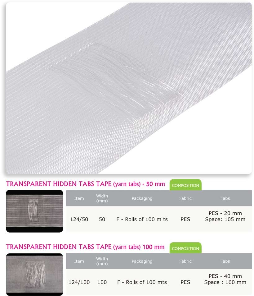 00124 Curtain Tape with Thread Rod Pockets