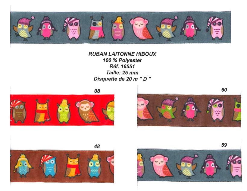 16551 100% Polyester Wired Owl Ribbon
