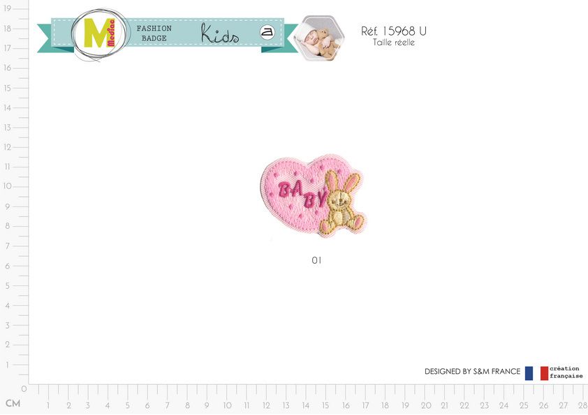 M15968 Heart "Baby" Bunny, 45mm x 50mm
