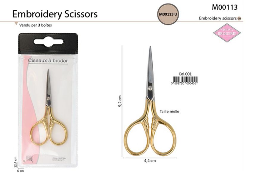 M00113 Embroidery Scissors, Gold