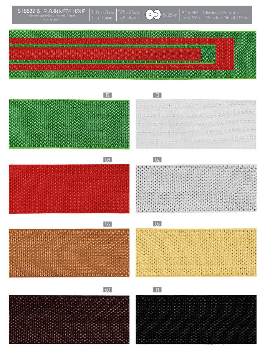 16622 Metallic Ribbon, 10mm-15mm-25mm-38mm