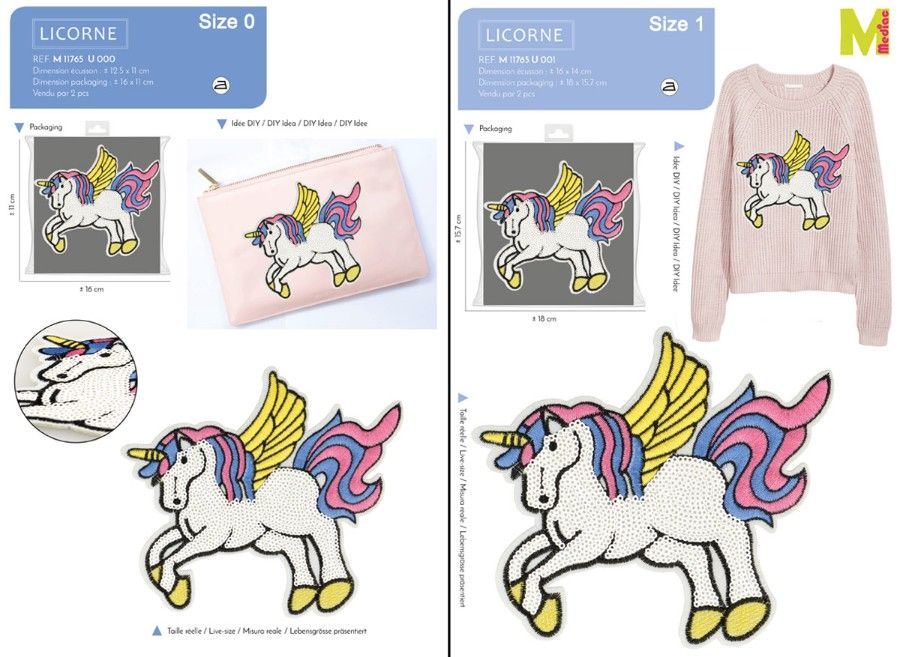 M11765 XL Sequin Unicorn Applique