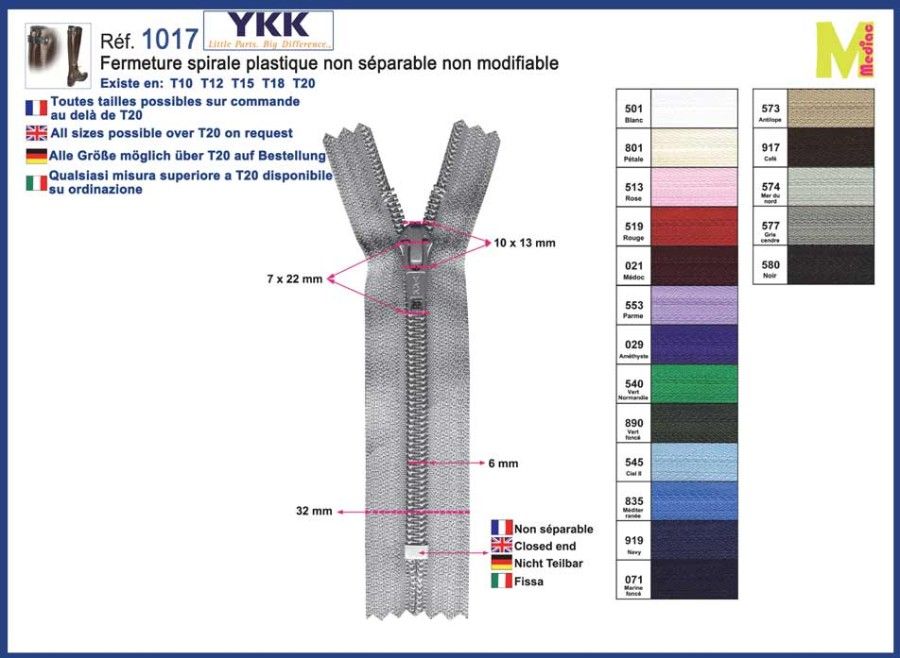M01017 Fine Nylon Zipper