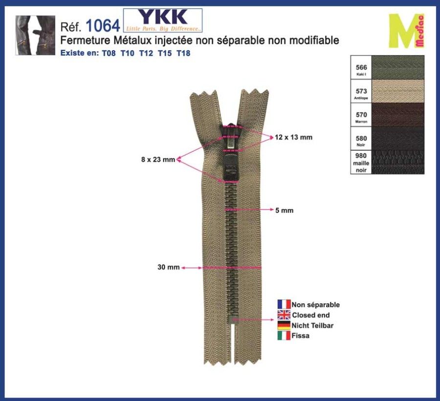 M01064 Metallic Zipper (Non-Separable)