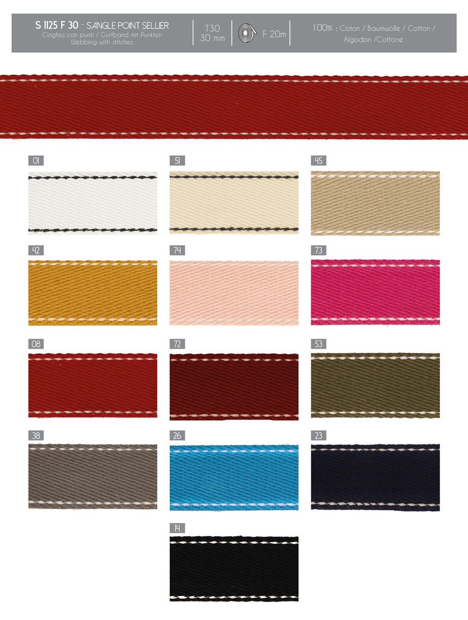 01125 100% Cotton Webbing with Stitches