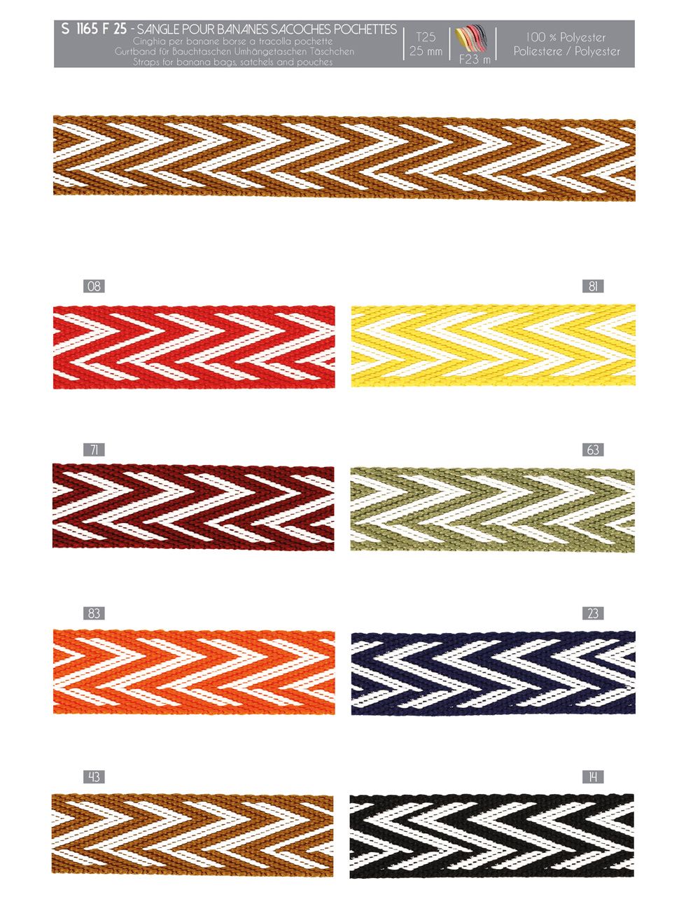 01165 Bicolor Zig-Zag Strap, 25mm