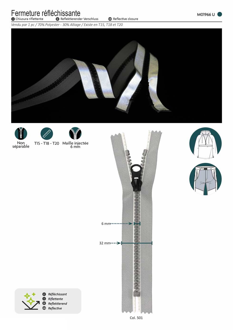 M01966 Reflective Zipper