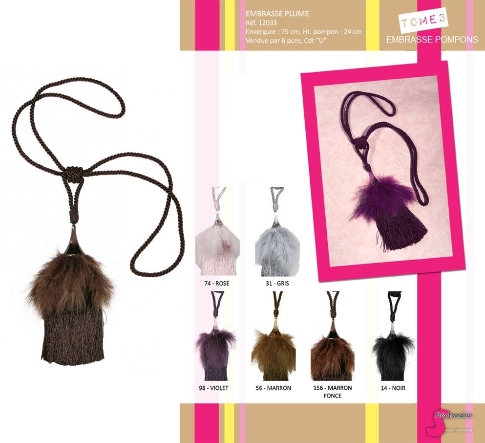 12033 Feather Top Tassel Tieback